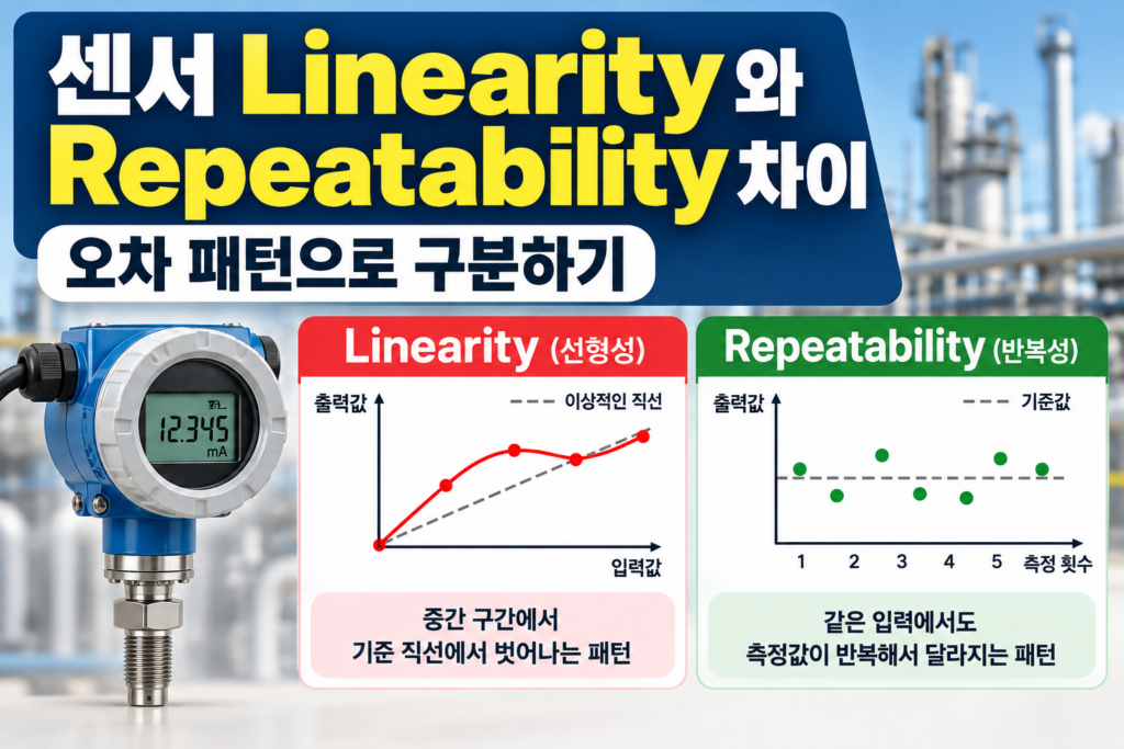 센서 Linearity와 Repeatability 오차 패턴 비교