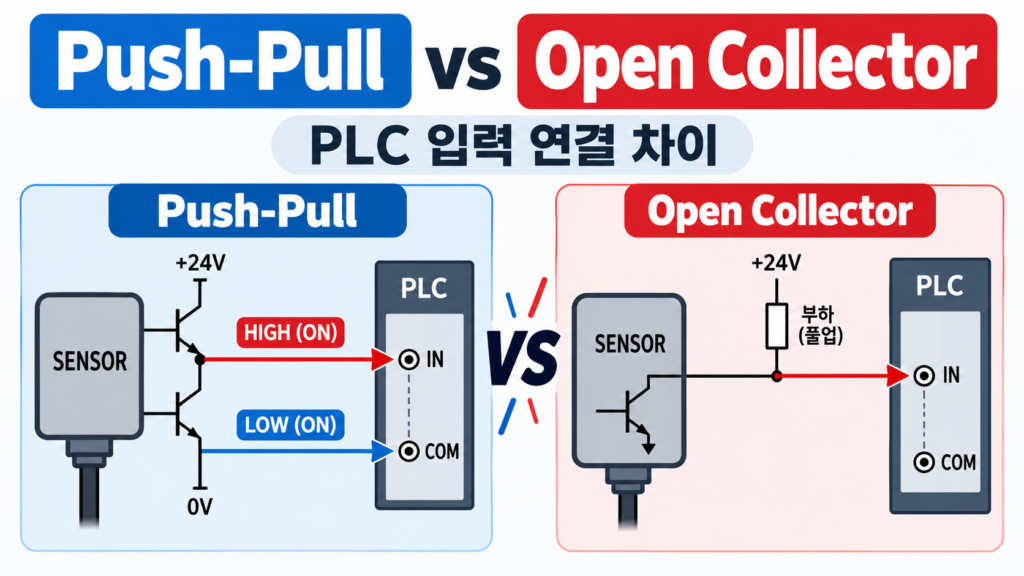 Push-Pull과 Open Collector 센서의 PLC 입력 연결 차이