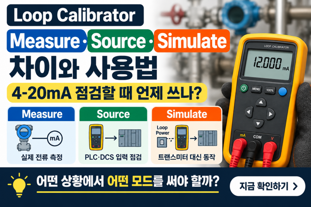 Loop Calibrator Measure Source Simulate 차이와 4-20mA 점검 방법